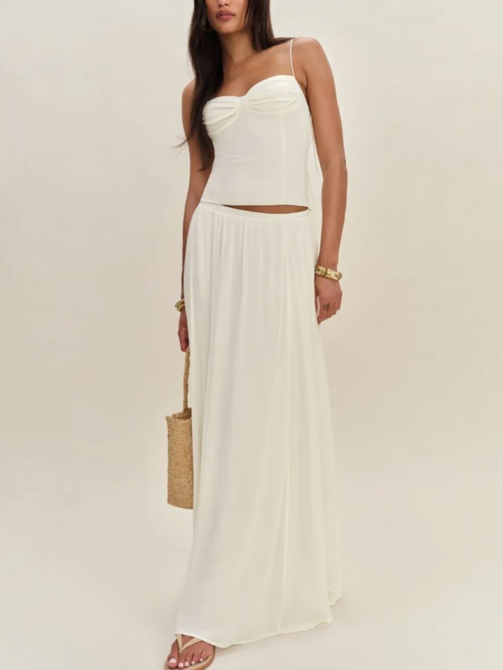 Reformation Cream Maxi Skirt